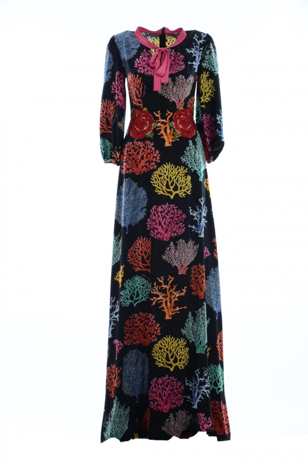 Dolce & Gabbana Women Coral Silk Long Dress F68J3Z FSAUI