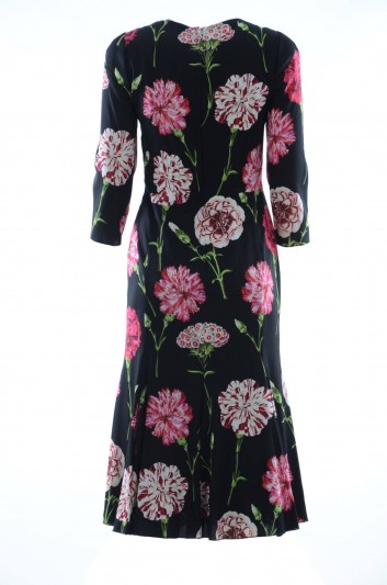 Dolce & Gabbana Women Silk Flowers Long Sleeves Long Dress - F66B0T FSAY7