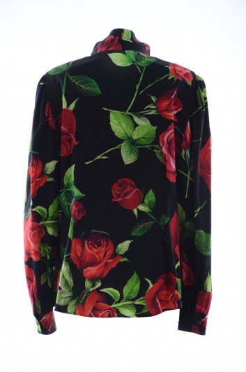 Dolce & Gabbana Camisa Manga Larga Seda Flores Mujer - F5J41T FSAY1