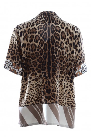 olce & Gabbana Camisa Estampado Leopardo Manga Corta Hombre - G5HM4Z GEN55