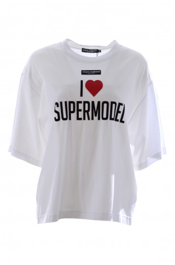 Dolce & Gabbana Camiseta  "I Love Supermodel" Manga Corta Mujer - F8O48T FU7EQ