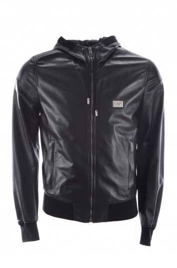Dolce & Gabbana Men Hooded Leather Jacket - G9LU2L FUL89
