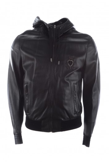 Dolce & Gabbana Men Leather Hooded Jacket - G9QS5Z HULFY
