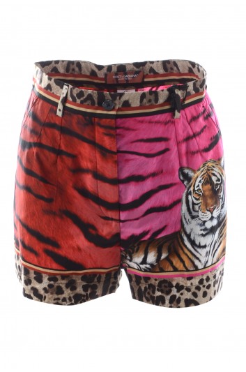 Dolce & Gabbana Pantalón Corto Estampado Animal Mujer - I3D47W GDATH