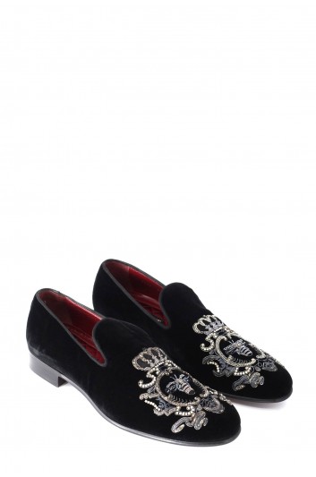 Dolce & Gabbana Embroided Crown & Bee Slippers - CA5499 AL305