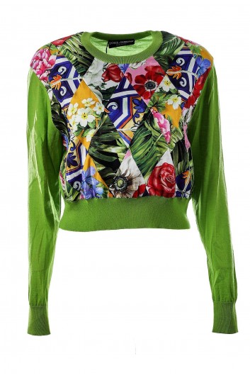 Dolce & Gabbana Jersey Patch Flores Mujer - FXD39T JBMR1