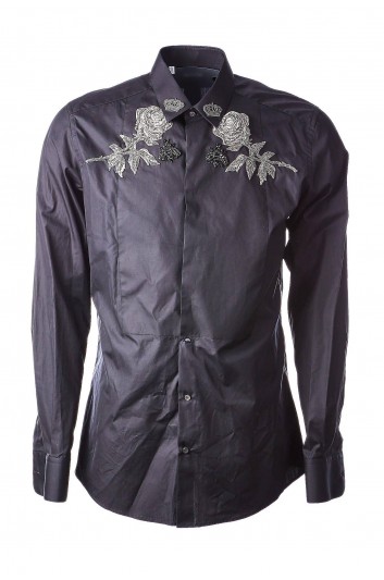 Dolce & Gabbana Men Roses Crowns Applications Long Sleeve Shirt - G5DN7Z GE498