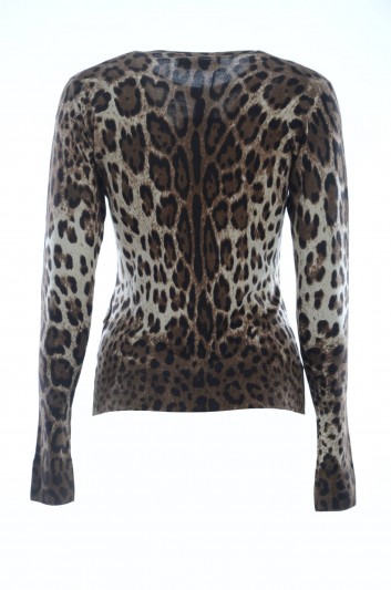 Dolce & Gabbana Cárdigan Cashmere y Seda Leopardo Mujer - FQC02K F76A9